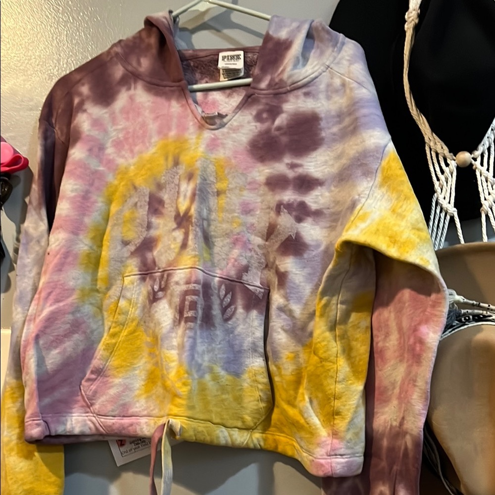 PINK Victoria's Secret Purple and Yellow Tie-Dye Sweater